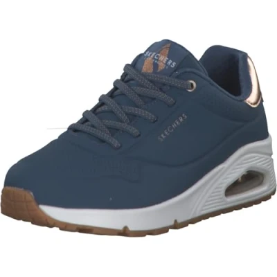 Image of Skechers Women&#039;s Uno Shimmer Away Sneaker, Navy, 3 UK