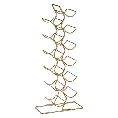 Image of Premier Housewares 509917 12 Bottle Wine Rack, Gold Finish