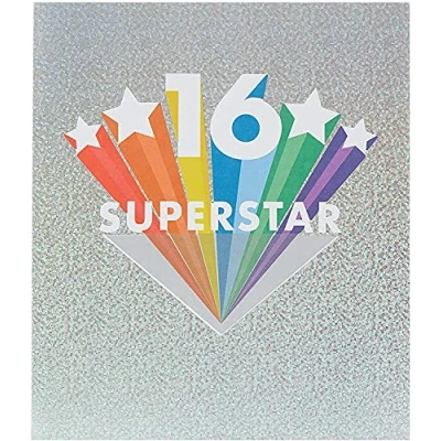 Image of UK Greetings 16th Birthday Card For Him/Her/Friend With Envelope Rainbow Stars Design
