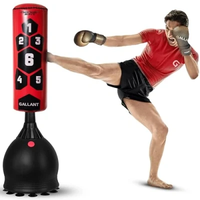 Image of Gallant 5.5ft Free Standing Punch Bag Heavy Duty Pedestal Stand Boxing for Kickboxing Martial Arts MMA Dummy Muay Thai Home Gym Training Equipment Men and Women Red Target