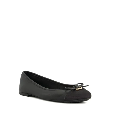 Image of Dune London Womens Ladies Wf HALLO Wide Fit Charm Detail Ballet Shoes Black Leather (archived) Size UK 4