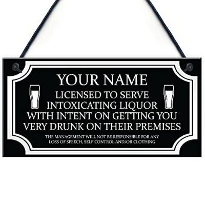 Image of RED OCEAN Licensee Sign Bar Home Man Cave Pub Garden Beer Vodka Gin Gift