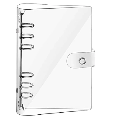 Image of Retec Ring Binder Cover Clear Soft PVC 6 Hole Binder,Waterproof Loose Leaf Notebook Folder with Transparent Ruler, Case Refillable for Diary, Office, Home, School (A5)