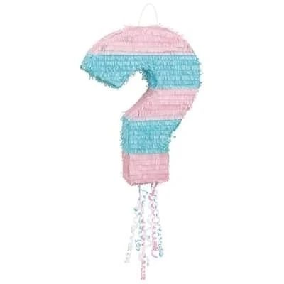 Image of Spectacular Question Mark Gender Reveal Pinata (38cm x 50cm) Striking Blue &amp; Pink Colors Perfect Surprise Announcement Party Prop 1 Pc