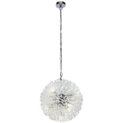 Image of Sunburst 7 Light Pendant Chrome, Glass Beads