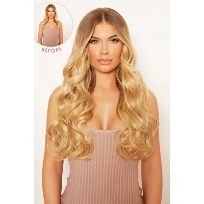 Image of Lullabellz Thick Curly Clip In Hair Extensions, 20 Inch Length, Golden Blonde