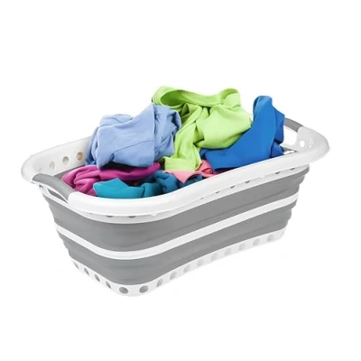 Image of ASAB Large Collapsible Laundry Basket Clothes Organiser Kitchen Storage With Handles Space Saving Multi Purpose Bin Foldable Washing Tub Portable Pop Up Baskets