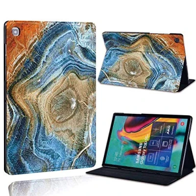 Image of FINDING Case Fit Samsung Galaxy Tab A 10.1 2019 T510 T515 Tablet Printed PU Flip Leather Smart Lightweight Shell Stand Cover for (blue rainbow marble)