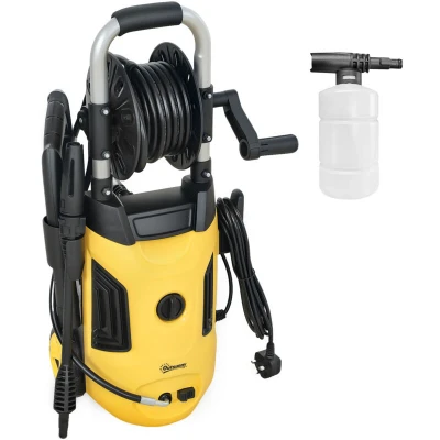 Image of Outsunny 1800W Power Washer 150 Bar Pressure 6M Hose and Reel Yellow