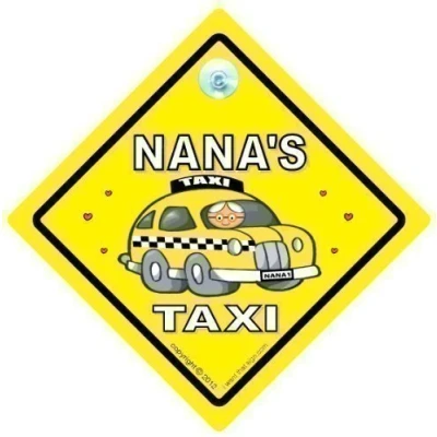 Image of Nana&#039;s Taxi, Taxi Sign, Suction Cup Car Window Sign for Nanas, Cab 14cm x
