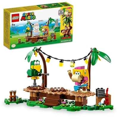 Image of LEGO Super Mario Dixie Kong&#039;s Jungle Jam Expansion Set with Kong and Squawks the Parrot Figures, Buildable Toy to Combine Starter Course 71421
