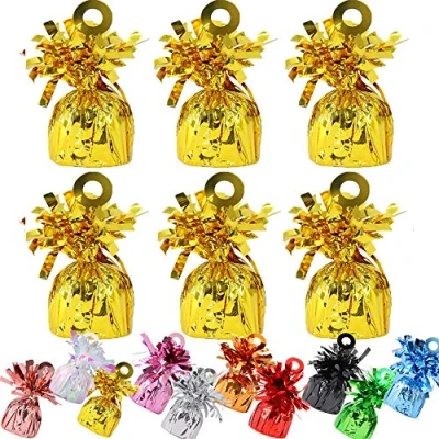 Image of 24 Pack Heavy Balloon Weights Foil Helium Latex Weight Fountain Table Floor Tassle Cone 170g/pc Birthday Party Accessory (Weight Gold)