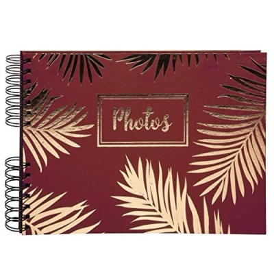 Image of Exacompta Ref 16208E Palma Casebound Photo Album 250 x 250mm in Size, 30 Black Card Pages, Holds Up To 60 Photos Suitable for Scrapbooking Red Embossed Cover