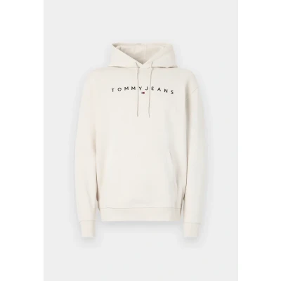 Image of Tommy Jeans Linear LOGO Hoodie Sweatshirt, Men&#039;s, Size: 44, Desert sand dune