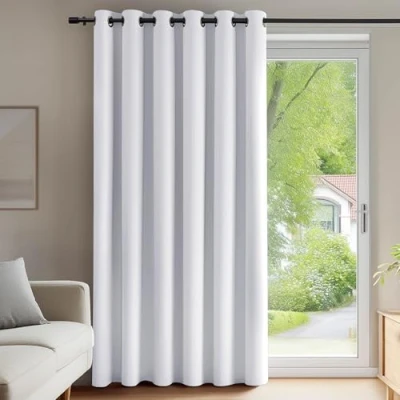 Image of Deconovo Eyelet Room Darkening Soild Noise Reduction Door Curtain Thermal Wide Width for 80 x 84 Inch Sliver Grey 1 Panel