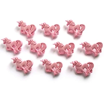 Image of Unicorn Pastel Colours Buttons 3cm Wide Pack of 10 (Pink)