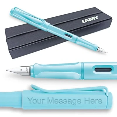 Image of Lamy Safari Fountain Pen Special Edition 2023 AquaSky blue Medium nib +Engraving + gift box