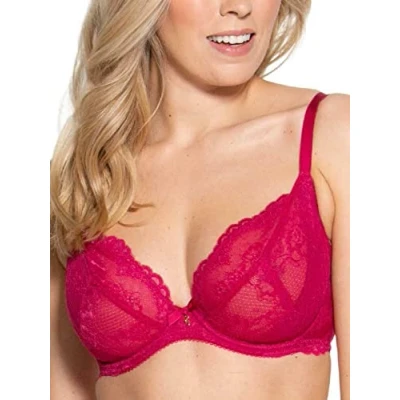 Image of Gossard Womens Superboost Lace Plunge Bra Vivacious Pink Fabric Size 30D