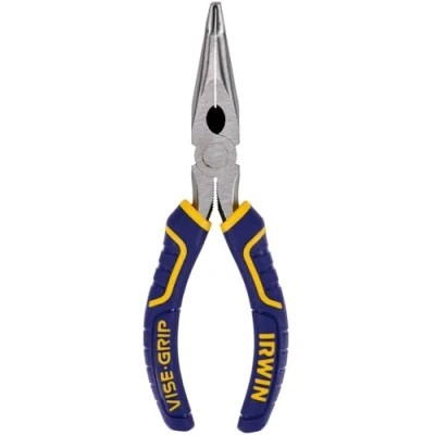 Image of IRWIN Tools Vise Grip Pliers, Bent Long Nose, 6 Inch (2078226),Blue/Yellow