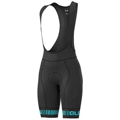 Image of Alé Cycling Women&#039;s PR.R Strada Bib Shorts, Black/Turquoise, M