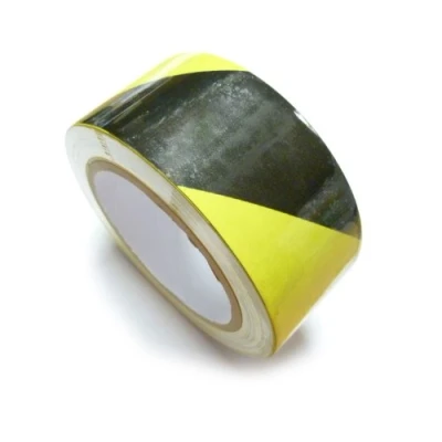 Image of 1 Roll PVC Heavy Duty Black Yellow Tape Hazard Warning/Walkway 50mmx33m