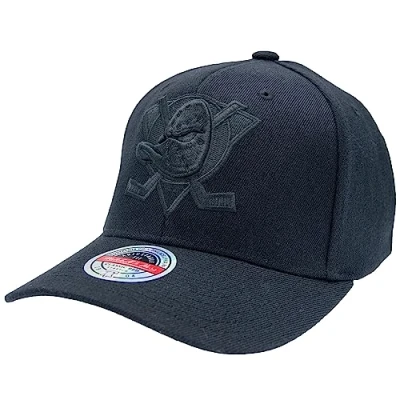 Image of Mitchell &amp; Ness NHL BLK/BLK Logo Snapback, Black, Anaheim Ducks, One Size