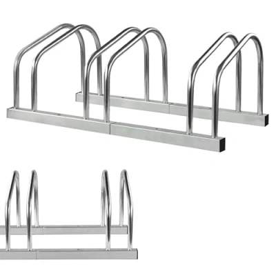 Image of Crystals Bike Rack for 3 Bikes Bicycle Floor or Wall Mount Stand Cycle Storage Outdoor Garage Steel Stand, Silver (3 Stand)