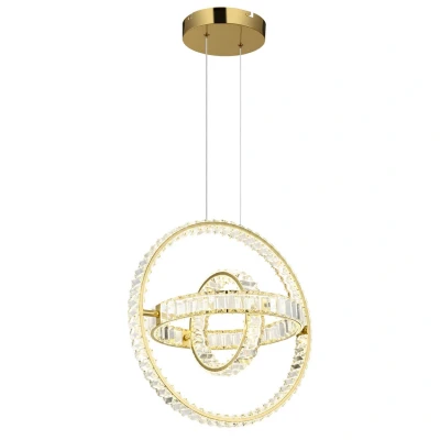 Image of Neil Pendant Ceiling Light Gold Colors K5 Crystals 3x LED Dimmable 2700 6000K