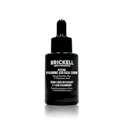 Image of Brickell Men&#039;s Anti Aging Hyaluronic Acid Serum for Face, Reviving Day Men, Natural and Organic Vitamin C Face with Protein Peptides to Restore Firmness Collagen, 30ml, Scented