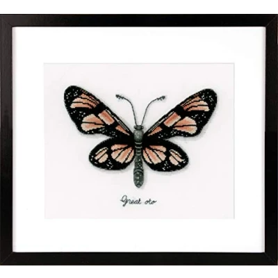 Image of Vervaco Orange Butterfly, Polyester Cotton, Multi Colour, 40 x 2 20 cm