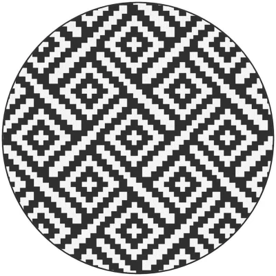 Image of vidaXL Outdoor Carpet ARAKIL White and Black Ø200 cm PP