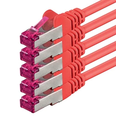 Image of 1aTTack.de 0,5m CAT6a Network cable red 5 pieces CAT 6a S FTP double shielded PIMF 500MHz