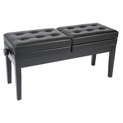 Image of Kinsman Double Adjustable Piano Bench with Storage Satin Black