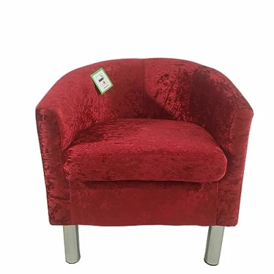 Image of ARA CHOICE Luxury Crushed Velvet Fabric Tub Chair Armchair Cafe Home Lounge Bedroom Sofa,Armchair Protector Slipcover Removable (Red)