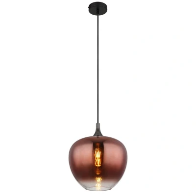 Image of Maxy 29cm Dome Pendant Ceiling Light Matt Black Copper Glass Shade 1x E27