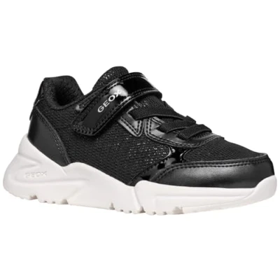 Image of Geox J Loftus Girl C Sneaker, Black/White, 10 UK Child