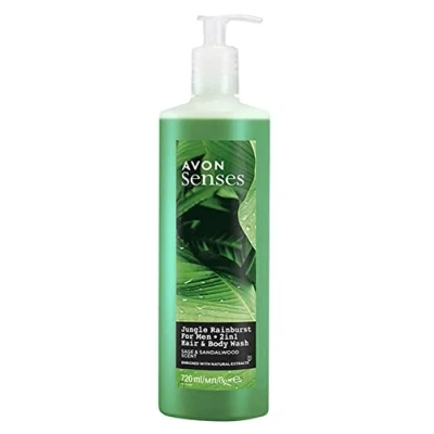 Image of &#039;Avon Senses Jungle Rainburst Sage and Sandalwood Fragrance Men&#039;s Hair Body Shampoo 720 ml