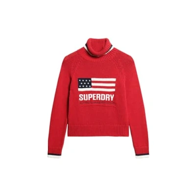 Image of Superdry Women&#039;s Blazer Turtleneck Knit Pullover, Risk Red, 8