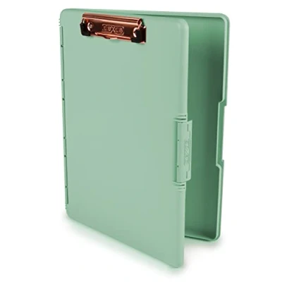 Image of Dexas Slimcase 2 Storage Clipboard with Side Opening, 12.5 x 9.5 inches, Sea Foam Green Rose Gold Clip 3517R 5503