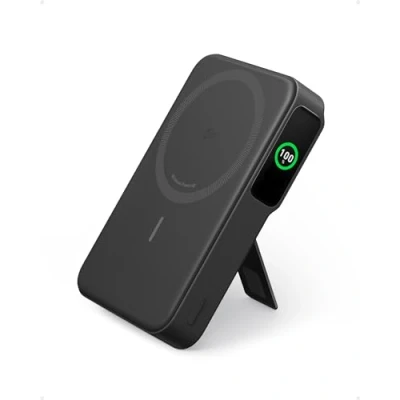 Image of Anker MagGo Power Bank, Qi2 Certified 15W Ultra Fast MagSafe Compatible Portable Charger, 10,000mAh Battery Pack with Smart Display and Foldable Stand, For iPhone 16/15/14/13 Only(USB C Cable Include)