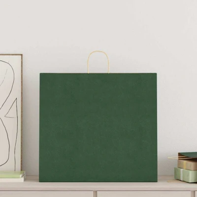 Image of vidaXL Paper Bags 250 pcs with Handles Green 54x15x49 cm
