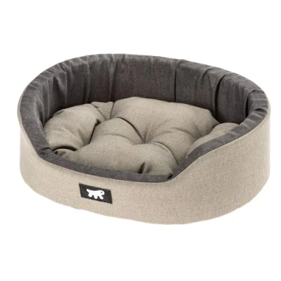 Image of Ferplast Dog Bed Dandy Removable, Washable Cushion, Cotton Cover with Soft Padding, also ideal as a Cat Bed, 45 x 35 xh 13 cm, Brown