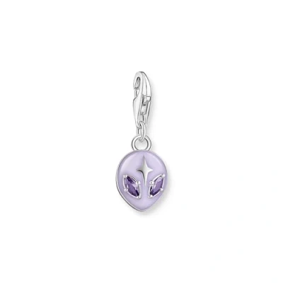 Image of Thomas Sabo Women Charm Pendant Alien with Amethyst Coloured Zirconia Stones Silver 925 Sterling Silver, Cold Enamel 2049 041 13