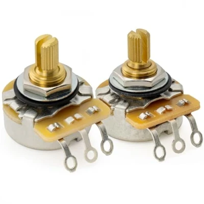 Image of CTS 450G A250K+B250K Pots Brass Short Split Shaft 1/4 Inch 10% Audio Linear Taper Potentiometers for Electric Guitar Bass (Set of 1A1B)