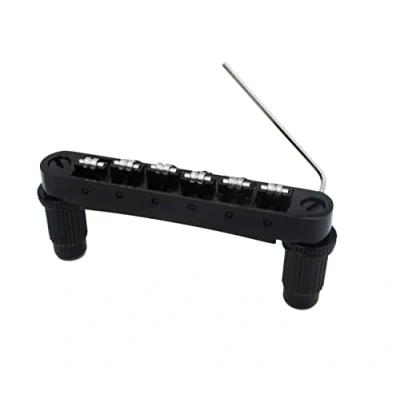 Image of Guyker Guitar Tune O Matic Roller Saddle Bridge Replacement Part Compatible with Gibson Les Paul LP SG Style 6 String Electric GM005, Black