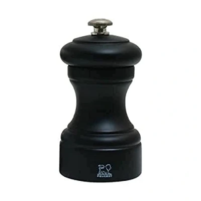 Image of Peugeot Bistro Manual Pepper Mill Classic Cafe Style Adjustable Grinder Beechwood, Matt Black, 10 cm