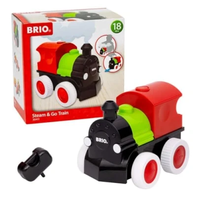 Image of BRIO Push &amp; Go Battery Powered Steaming Toy Train for Toddlers Age 18 Months Up Safe to Touch Steam