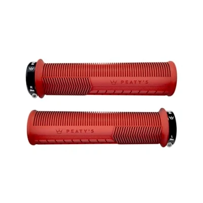 Image of Peaty&#039;s Monarch Grips Red/Mushroom/Thin Trail Comfort, Durable, Ergonomic Finger Bars, Support Thumb Pad, All Day Riding, Weather &amp; Terrain, MTB Enduro Downhill Ebike Mountain Bike