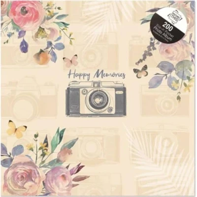 Image of Tallon Vintage Cream Happy Memories 6x4 Photo Album Memo Slip in Holds 200 Photos