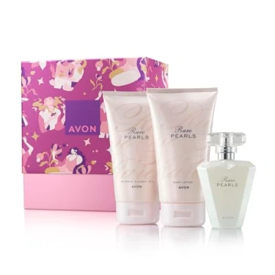 Image of Avon Rare Pearls Three Piece Gift Set with EDP 50ml, Body Lotion 150ml and Shower Gel in a Box